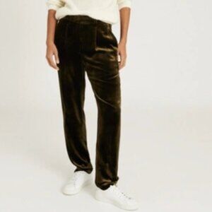 REISS Amina Velvet Pleat Front Trousers – Olive, Size 2 NWT